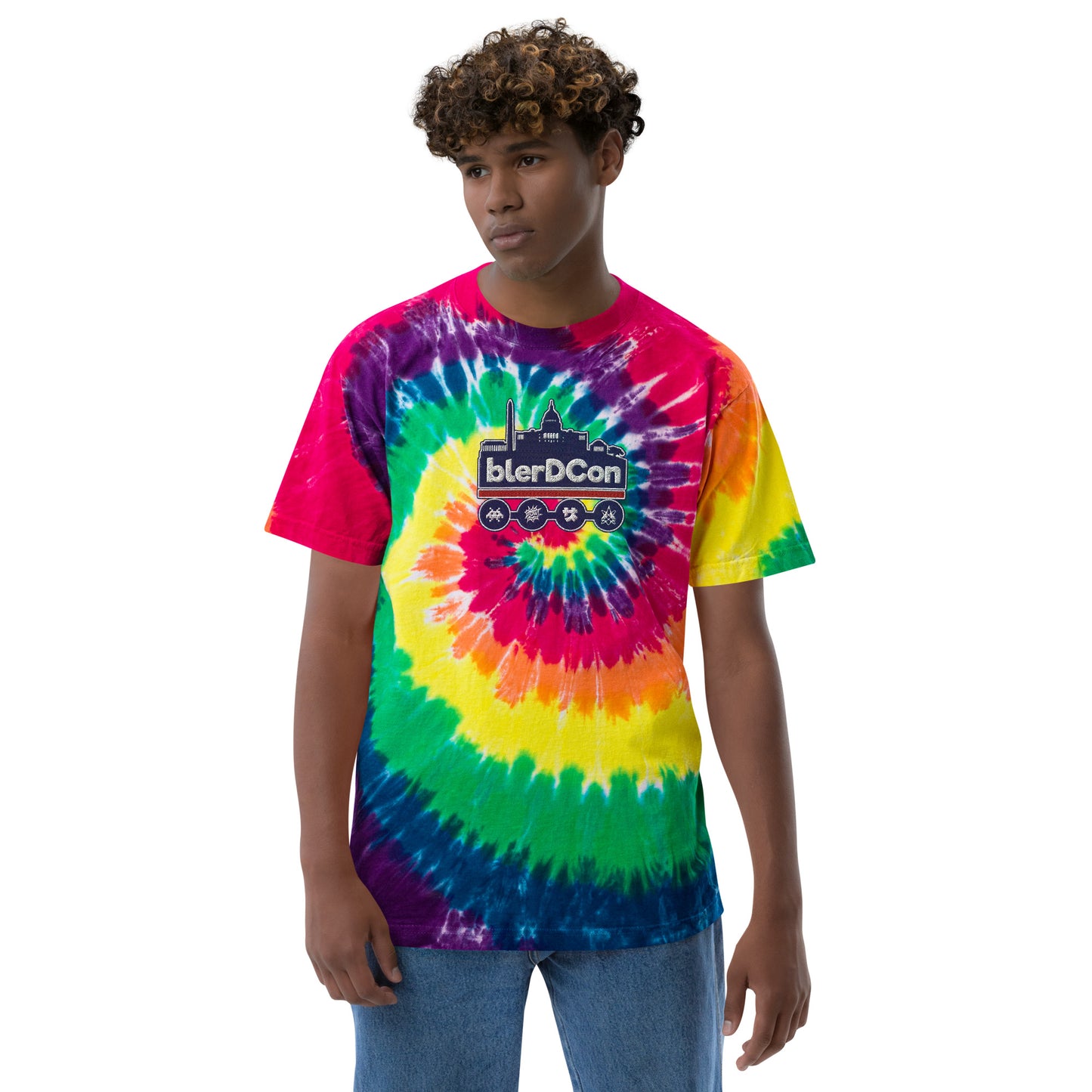 Blerd Con Embroidered Oversized tie-dye t-shirt