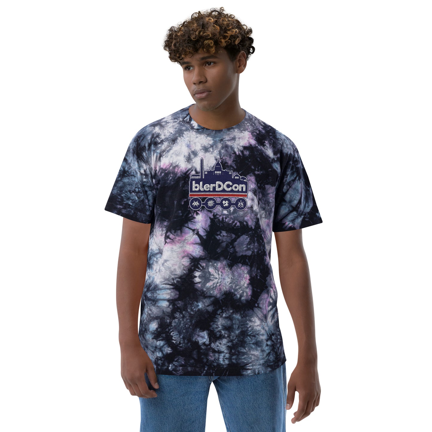 Blerd Con Embroidered Oversized tie-dye t-shirt