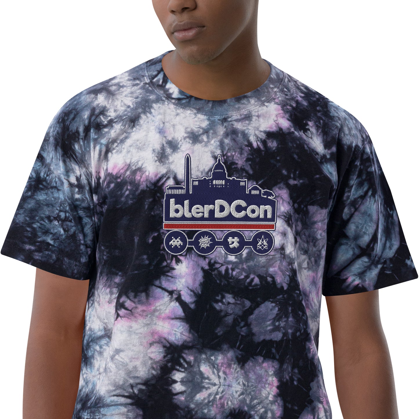 Blerd Con Embroidered Oversized tie-dye t-shirt